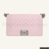 Túi Chanel Baby Pink Black White Leather Boy Bag Size 25 Fullbox