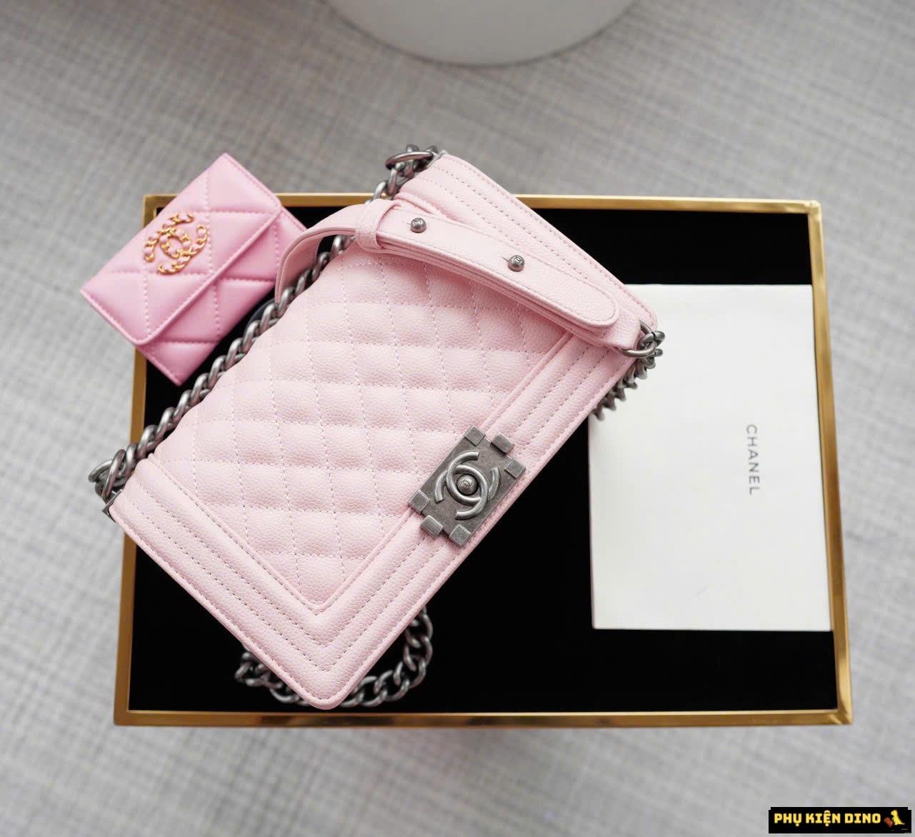 Túi Chanel Baby Pink Black White Leather Boy Bag Size 25 Fullbox 12 Túi Chanel Boy Bag 25cm Baby Pink Fullbox Cao Cấp