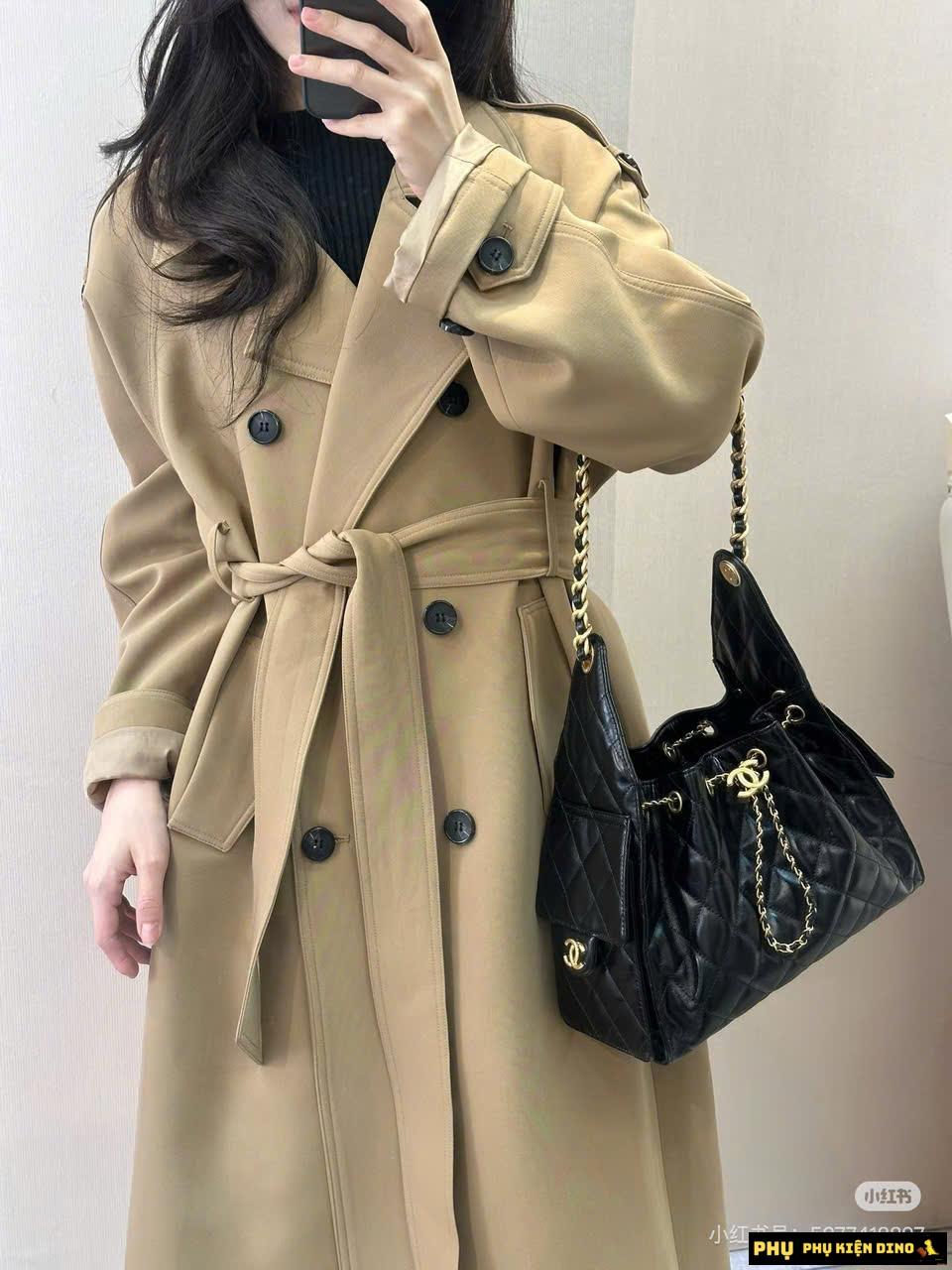 Túi Chanel Small Hobo Bag Black Caviar Antique Gold Hardware Dây Rút Túi Chanel Small Hobo Bag Black Caviar Antique Gold Hardware Dây Rút