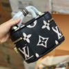 Túi Cốp Louis Vuitton Vanity PM Black Cream Size 16 M45780 11 Túi Cốp Tròn LV Vanity PM M45780 Da Mềm Màu Đen Kem Size 16