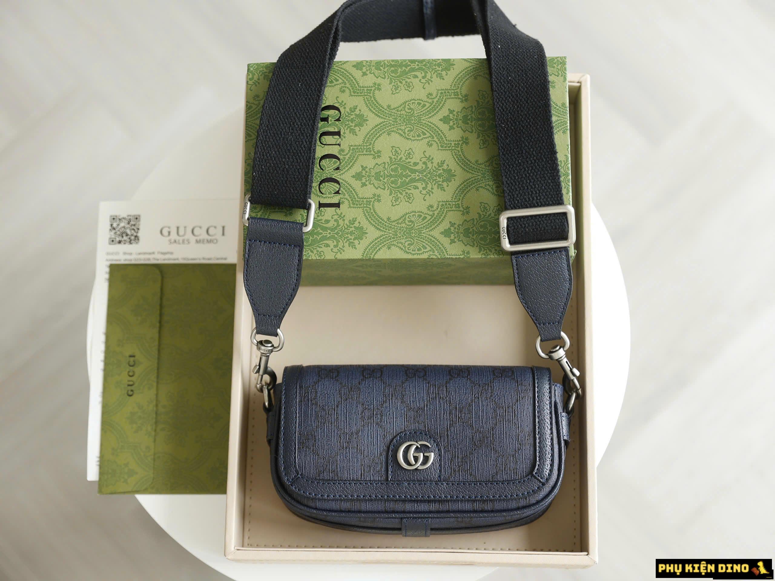 Túi Đeo Chéo Gucci Ophidia Super Mini Shoulder Bag Grey 795466-2ZGMN-1244 3 Túi Đeo Chéo Nam Gucci GG Ophidia Super Mini Shoulder Bag Canvas Màu Xanh Đậm