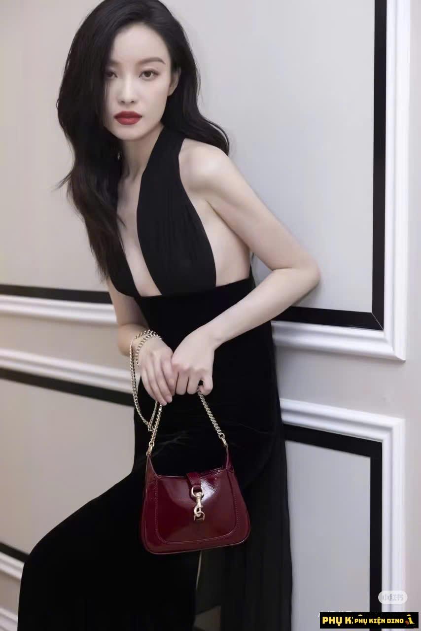 Túi Nữ Gucci Jackie Notte Python Mini Black Red 2 Túi Gucci Jackie Notte Mini Burgundy Red Leather Bag Fullbox