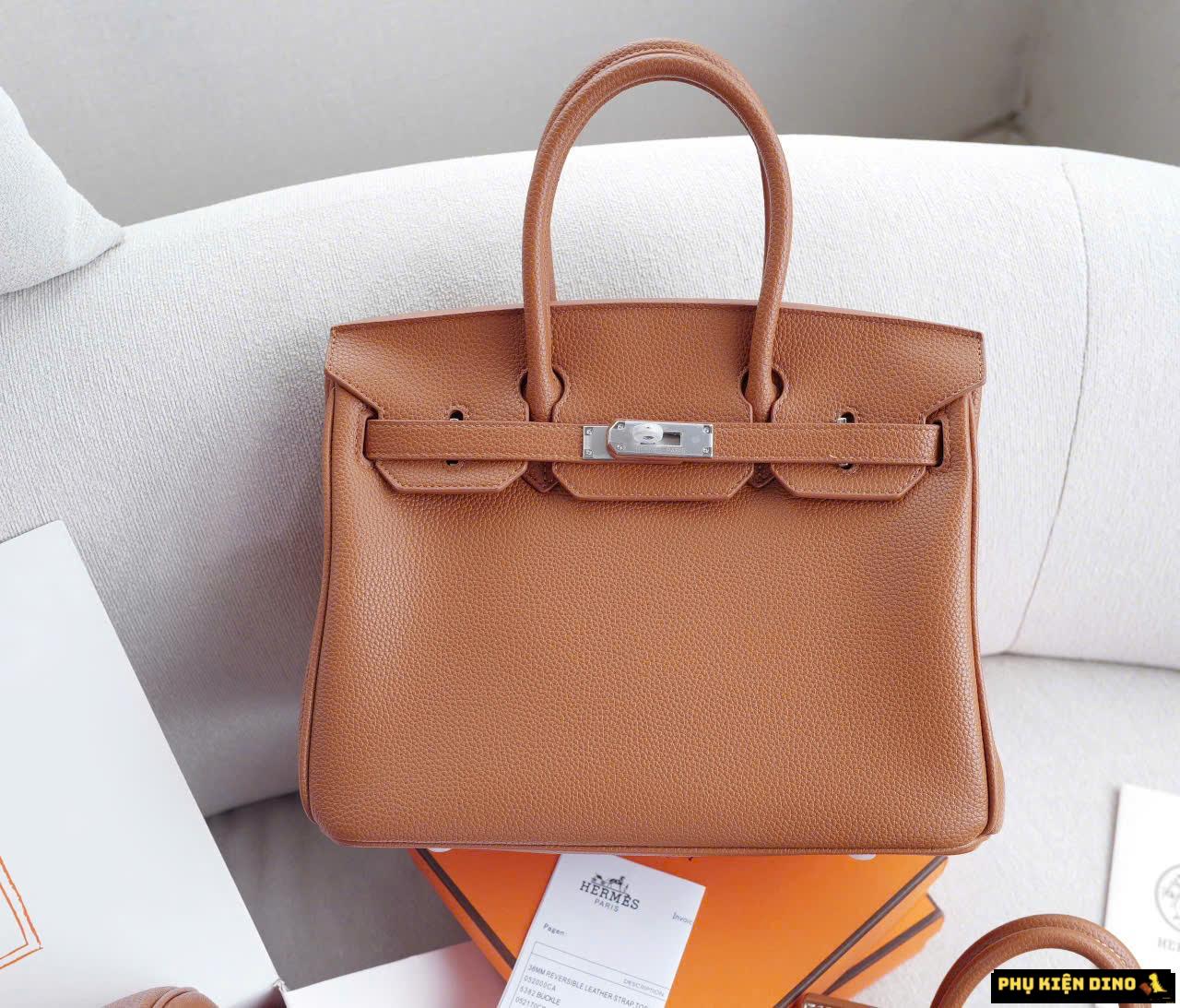 Túi Hermes Swift Birkin Size 20 25 30 Handbag Brown Màu Nâu 2 Túi Hermes Birkin Swift Màu Nâu Full Khăn Lụa Logo Xịn Size 30