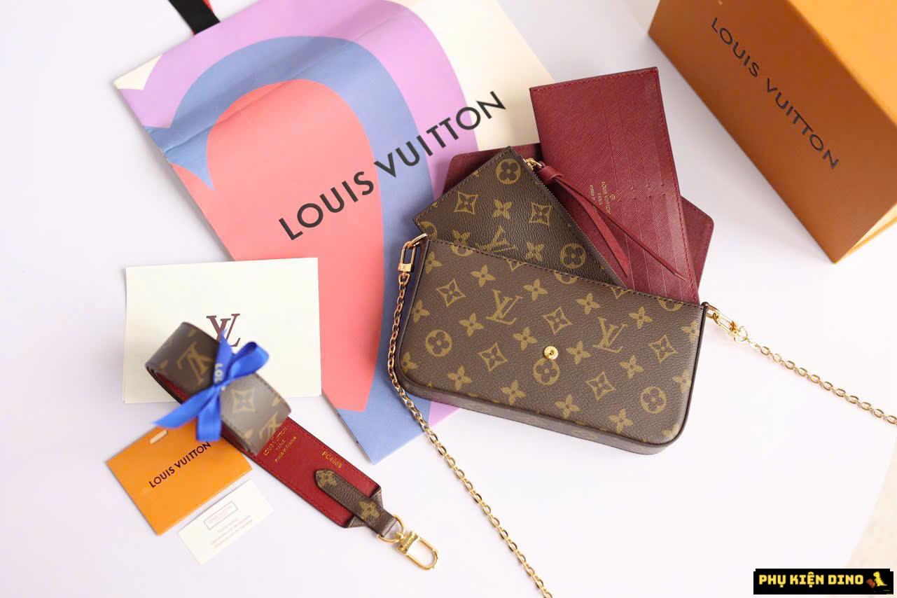 Túi Louis Vuitton LV Félicie Pochette Monogram Brown M81896 8 Túi Louis Vuitton Félicie Màu Nâu Đỏ