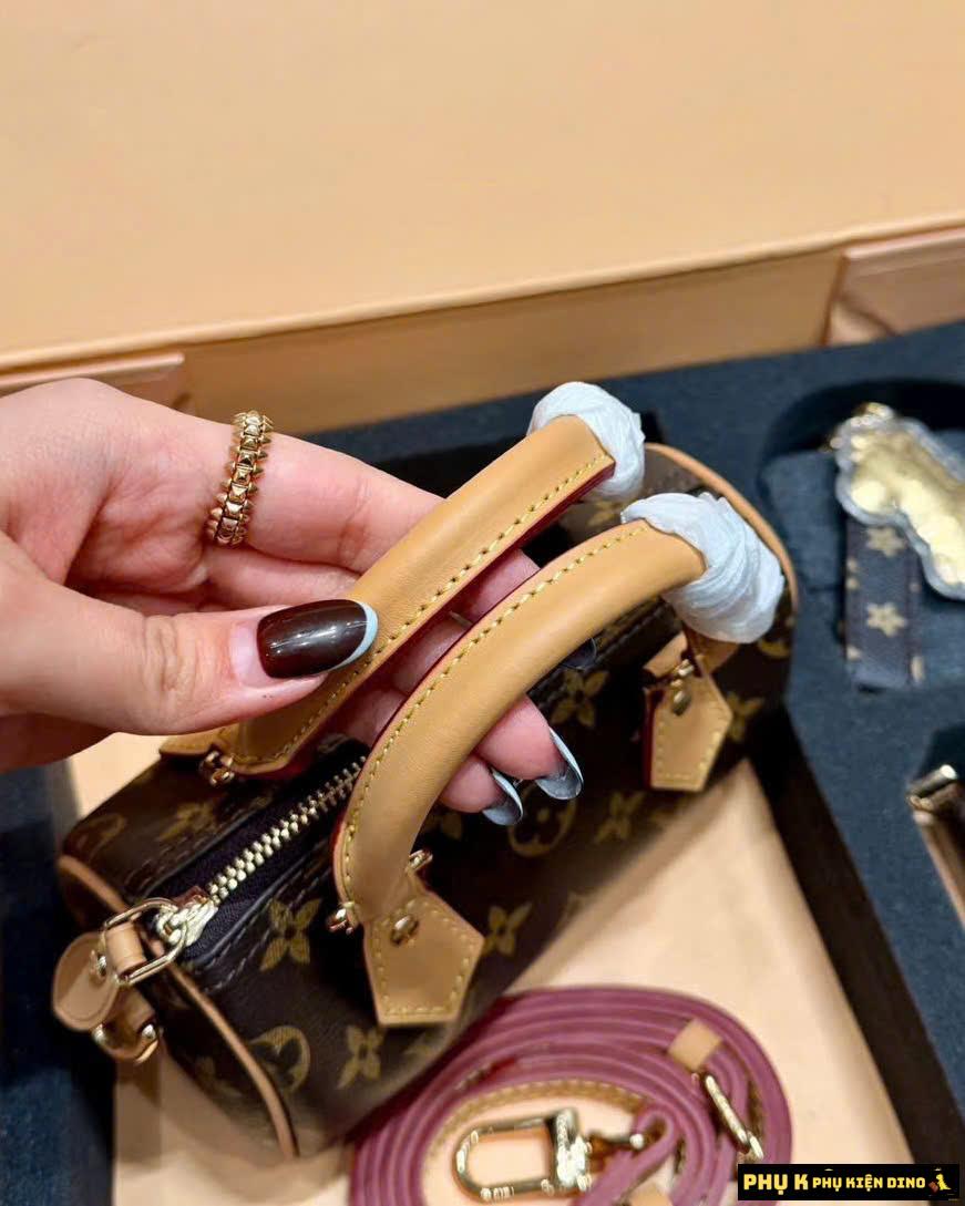 Túi Louis Vuitton LV Nano Speedy Handbag Brown Size 17 Fullbox 4 Túi Louis Vuitton LV Nano Speedy Size 17 Họa Tiết Monogram Nâu Fullbox