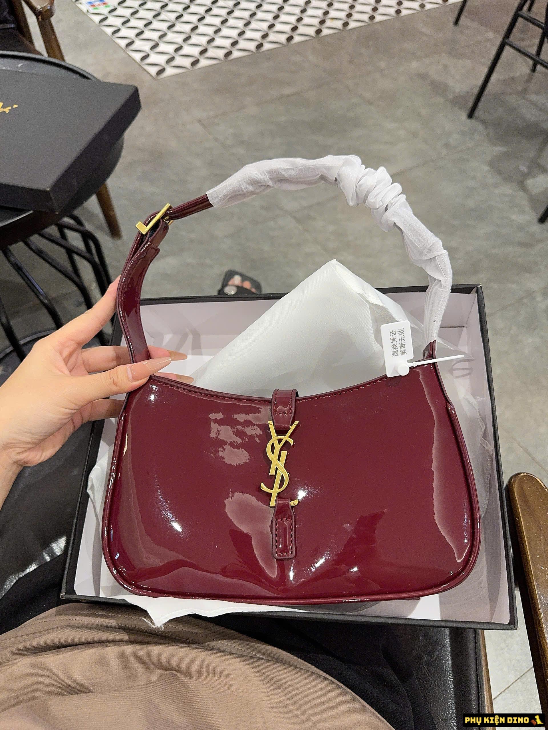 Túi Saint Laurent Le 5 A 7 Dark Red Wine Patent Leather 23cm Túi Saint Laurent Le 5 A 7 Dark Red Wine Patent Leather 23cm