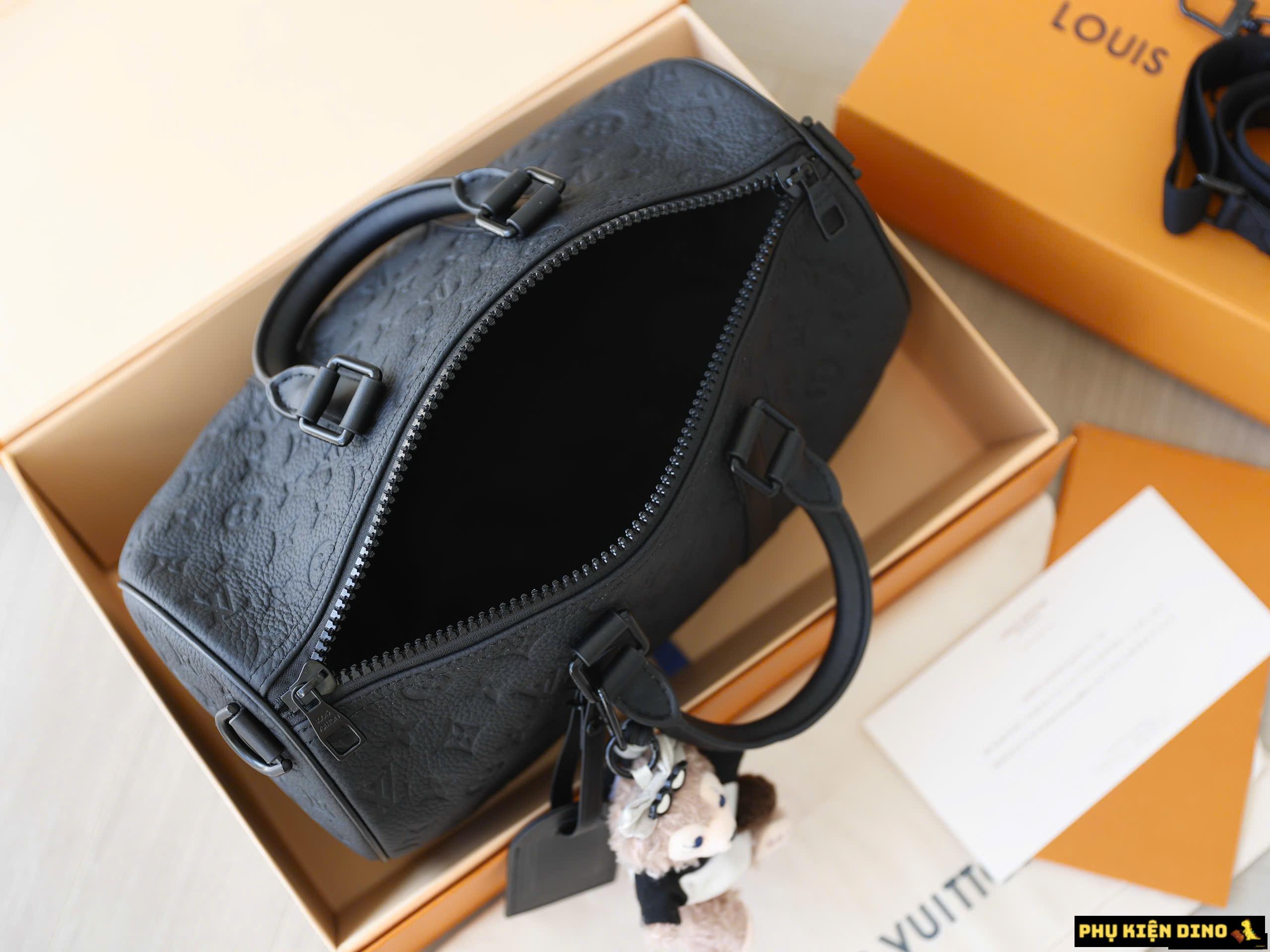 Túi Trống Louis Vuitton LV Keepall Bandouliere Size 25 Size 30 M22765 8 Túi Trống LV Keepall 25 30 Monogram Empreinte Màu Đen Fullbox