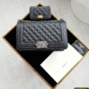 Túi Chanel Baby Pink Black White Leather Boy Bag Size 25 Fullbox 16 Túi Xách Chanel Boy 25 Da Grained Màu Đen Sang Trọng