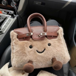 Túi Xách Jellycat Birkin Lông Size 20 Màu Nâu
