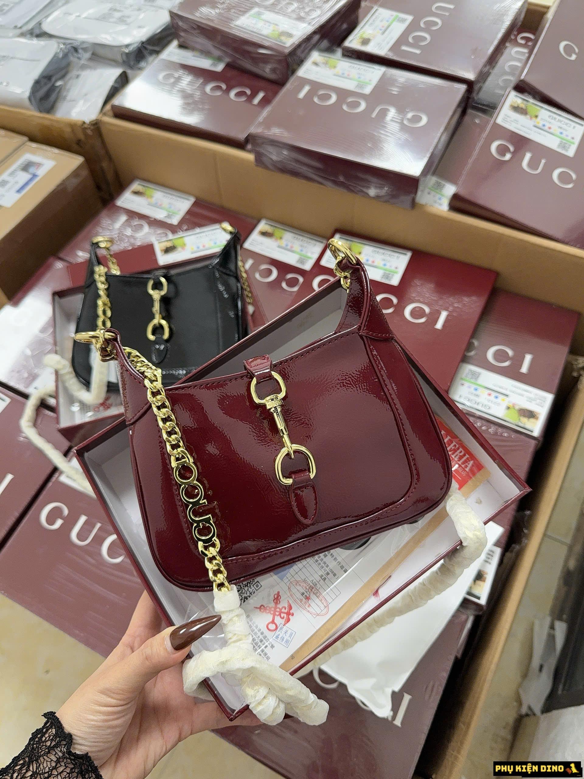 Túi Nữ Gucci Jackie Notte Python Mini Black Red 3 Túi Xách Nữ Gucci Jackie Notte Mini Màu Đỏ Đô Sang Trọng
