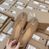 Giày Búp Bê Tabi Đính Đá MIJILI Màu Đen Da Cao Cấp 17 Giày Nữ Tabi MIJILI Beige Glitter Flats Thời Trang
