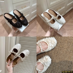 Giày Sục Bệt Kim Sa Màu Đen Đính Nơ Fullbox Hàng Quảng Châu