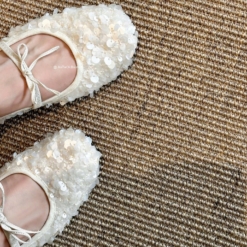 Giày Sục Nữ Kim Sa Lấp Lánh Màu Trắng Fullbox Siêu Xinh