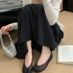 Giày Tabi MIJILI Black Rhinestone Soft Leather