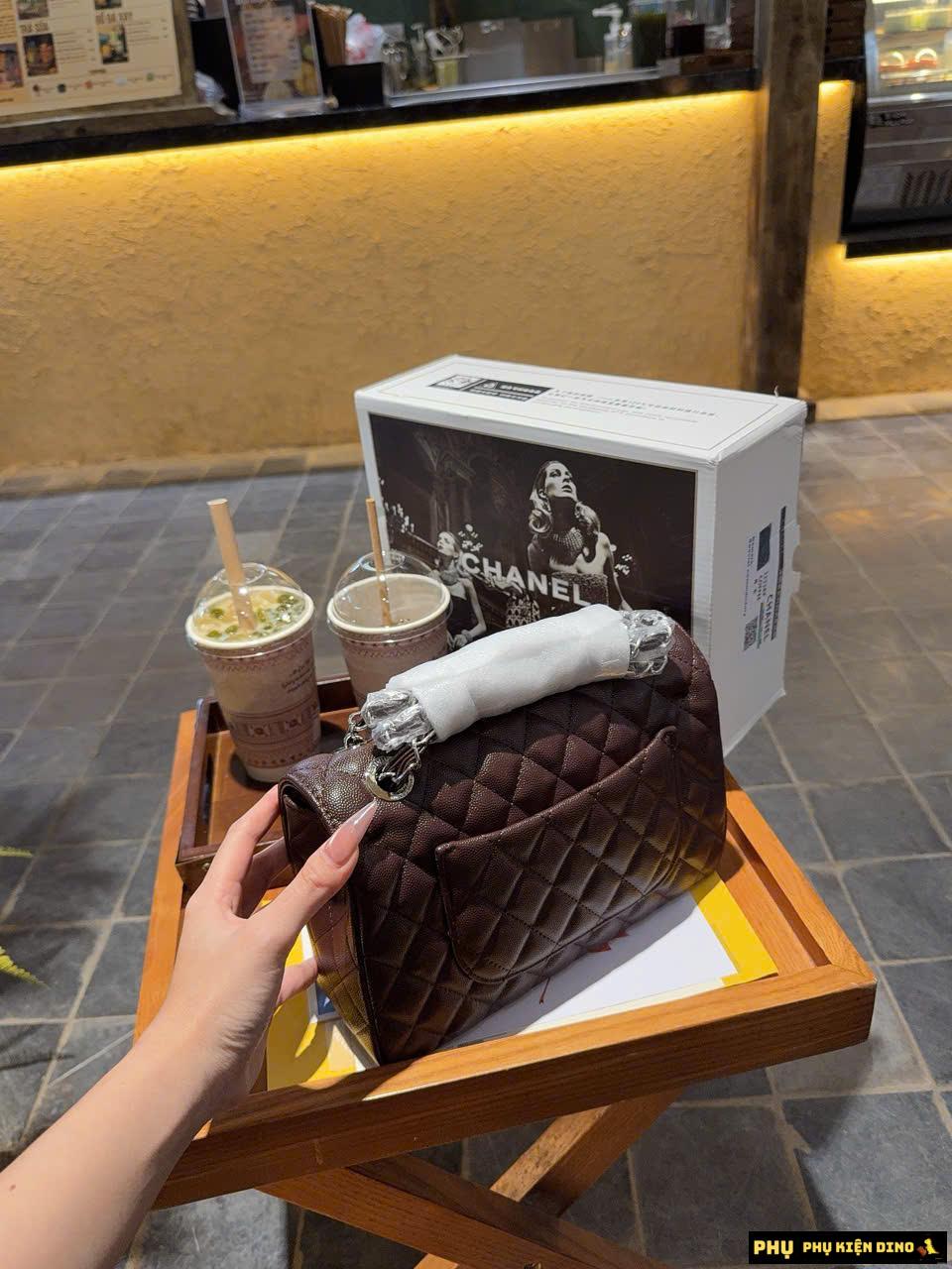 Túi Chanel Caviar Quilted Medium Double Flap Màu Nâu Cao Cấp Túi Chanel Caviar Quilted Medium Double Flap Màu Nâu Cao Cấp