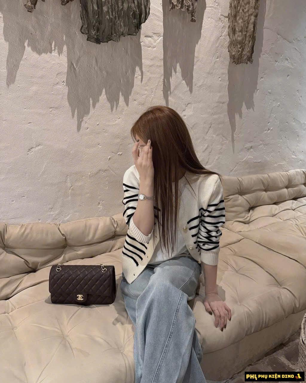 Túi Chanel Caviar Quilted Medium Double Flap Brown 8 Túi Chanel Medium Double Flap Brown Caviar Leather Fullbox New