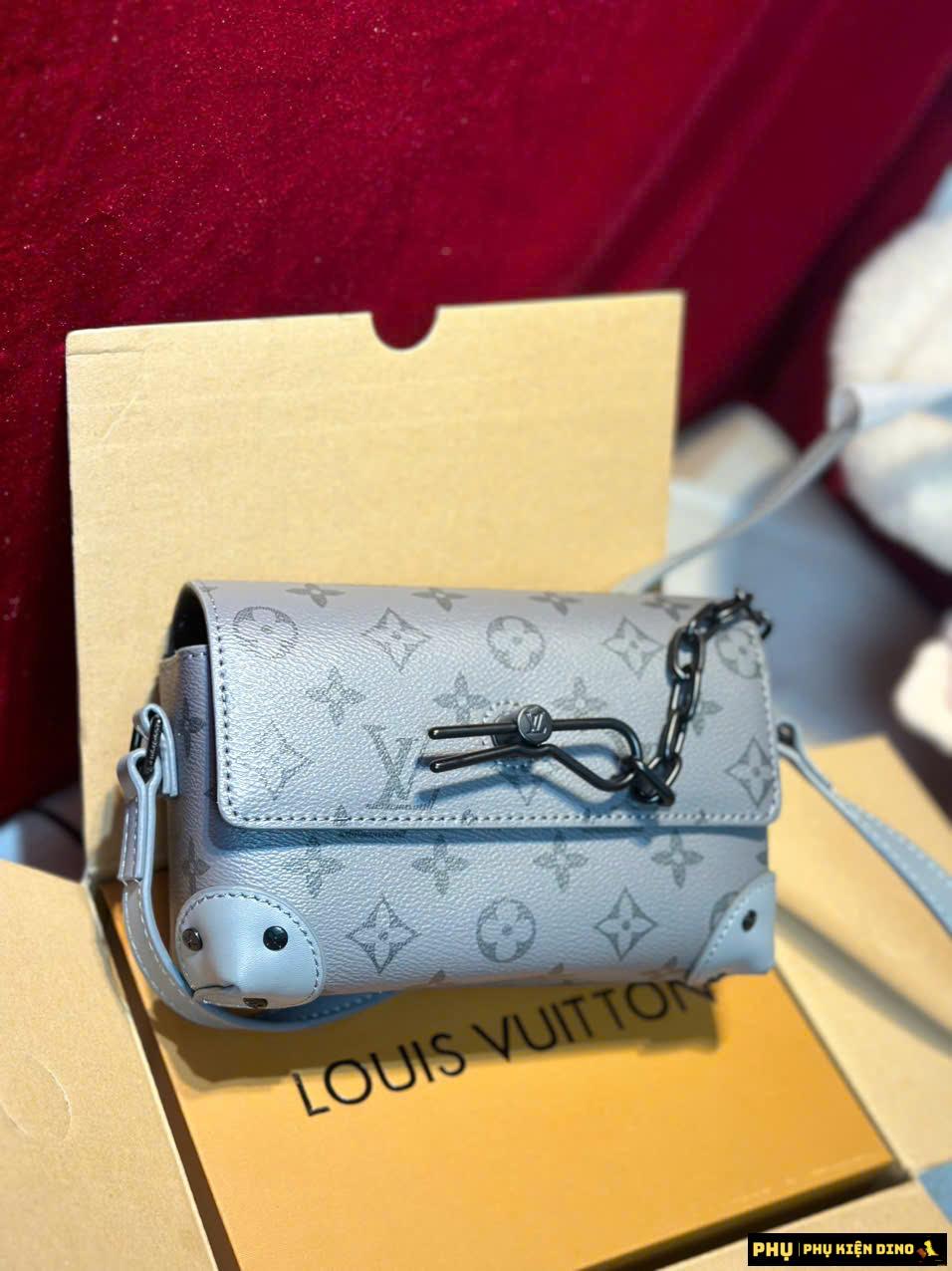 Túi Nam Louis Vuitton LV Steamer Wearable Monogram Eclipse M81783 10 Túi Đeo Chéo Nam Louis Vuitton Steamer Wearable Màu Ghi Fullbox