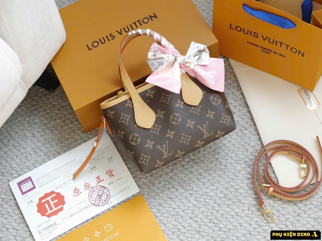 Túi Xách LV Neverfull BB Size 20 Màu Nâu Kèm Khăn Lụa Fullbox 10 Túi Louis Vuitton Neverfull BB Size 20 Brown Monogram Luxury Fullbox