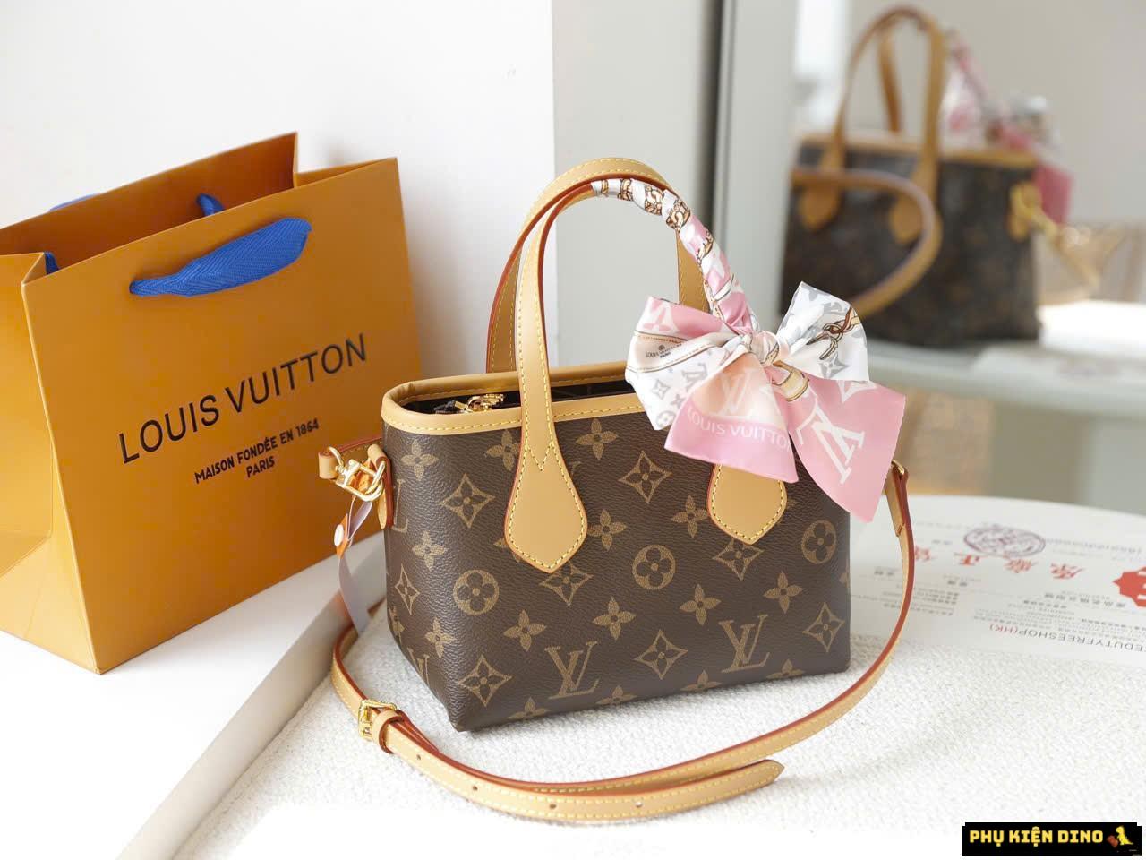 Túi Xách LV Neverfull BB Size 20 Màu Nâu Kèm Khăn Lụa Fullbox 2 Túi Louis Vuitton Neverfull BB Size 20 Brown Monogram Silk Scarf Fullbox