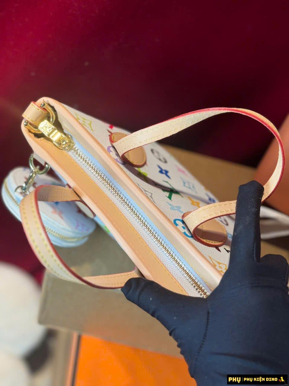 Túi Louis Vuitton LV Neverfull Mini Size 20 Tặng Kèm Ví Nhỏ Fullbox 7 Túi LV NVF Mini Size 20 White Multi Color Monogram Handbag Fullbox