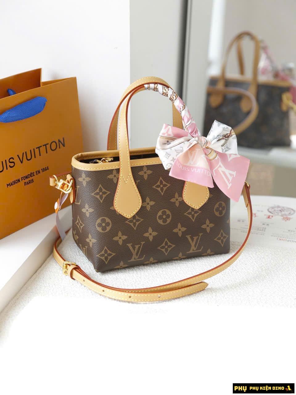 Túi Xách LV Neverfull BB Size 20 Màu Nâu Kèm Khăn Lụa Fullbox 3 Túi Xách LV Neverfull BB Size 20 Màu Nâu Kèm Khăn Lụa