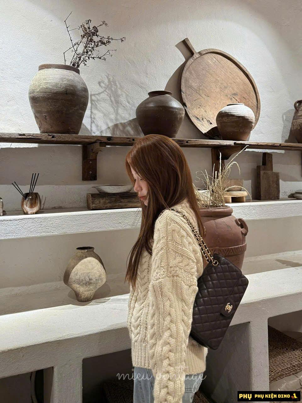 Túi Chanel Caviar Quilted Medium Double Flap Brown 3 Túi Xách Nữ Chanel Medium Double Flap Brown Caviar Fullbox