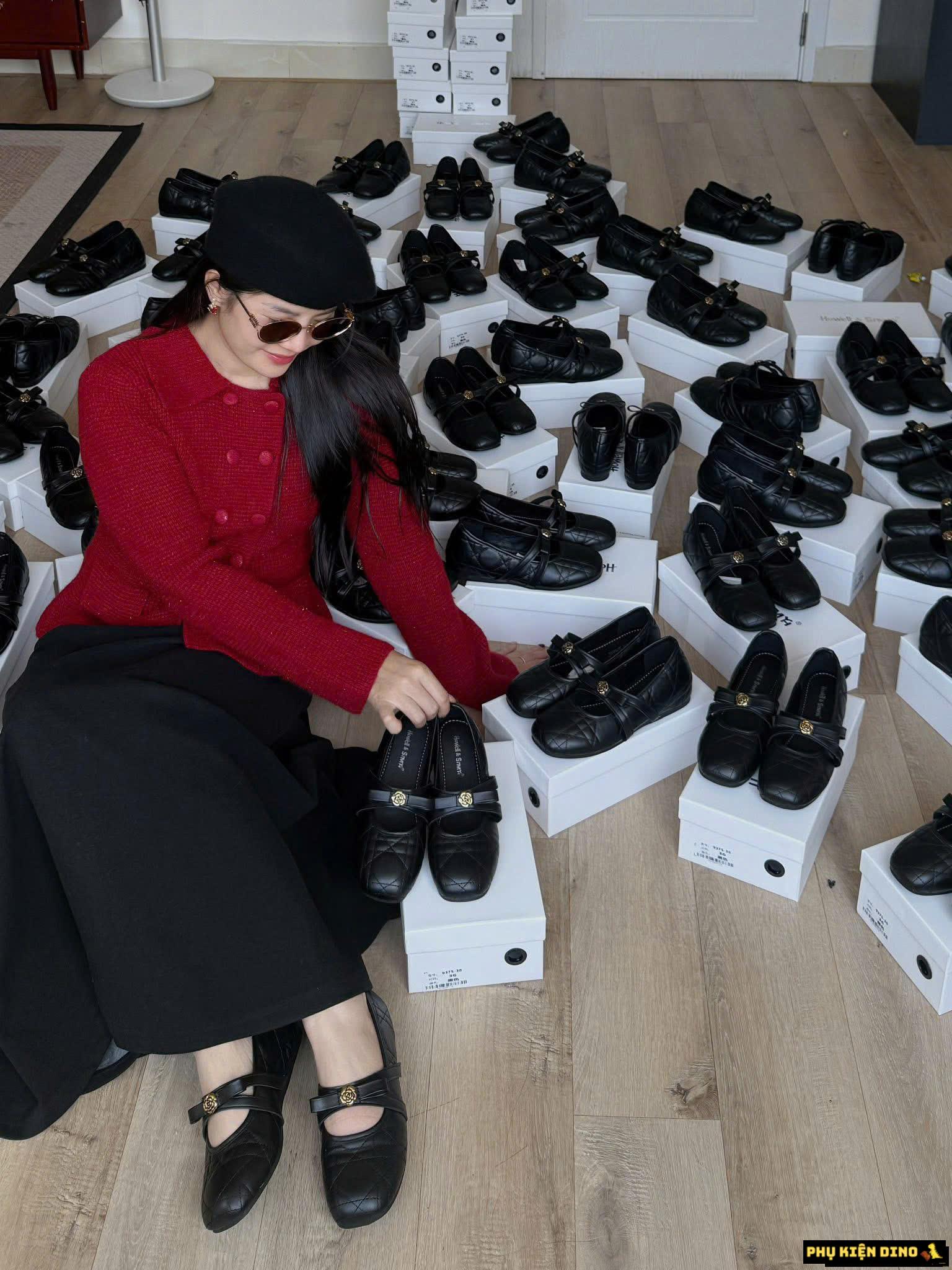 Giày Búp Bê Nữ Màu Trắng Đen Howell SYMYH Đế Cao 4cm Fullbox Giày Búp Bê Nữ Màu Trắng Đen Howell SYMYH Đế Cao 4cm Fullbox