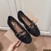 Giày Bệt Lưới MIJILI Summer Mesh Ballet Flats Fullbox Màu Trắng Đen 28 Giày Búp Bê Nữ MIJILI Lưới Phối Nơ Đen Fullbox