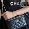Túi Cốp Gương Size 18 Black Quilted Leather Fullbox