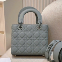 Túi Lady Dior Small Grey Ultramatte Cannage Fullbox