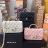 Túi Chanel Lambskin Quilted Mini Crystal Top Handle Rectangular Flap 9 Túi Chanel Mini Quilted Lambskin Crystal Top Handle Fullbox Quai Đá Đôi