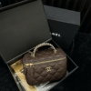 Túi Cốp Chanel Vanity Quai Ngọc Phối Xích Size 20 Fullbox 18 Túi Cốp Chanel Vanity Quai Ngọc Có Gương Màu Nâu
