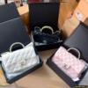 Túi Chanel Lambskin Quilted Mini Crystal Top Handle Rectangular Flap 7 tui xach chanel quai cam dinh da pha le mini fullbox den trang hong