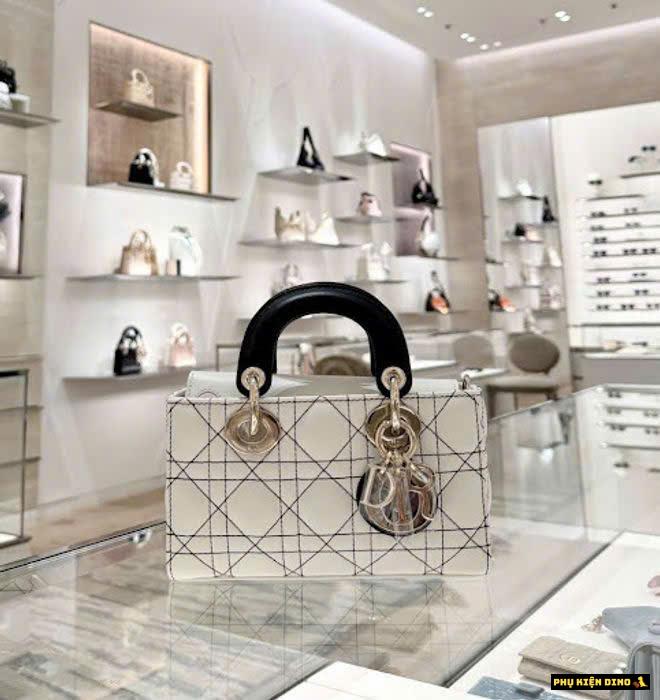 Túi Dior Lady D-Joy Bag Two-Tone White Black Size 22cm 11 Túi Đeo Vai Nữ Lady D-Joy Size 22 Trắng Đen