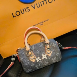 Phụ Kiện Dino - Túi Xách Luxury 17 Túi Louis Vuitton Nano Speedy 17cm Denim Xám 2 Fullbox