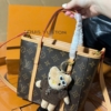 Túi Louis Vuitton Neverfull Monogram Fullbox Tặng Charm Kitty 15 Túi Xách LV Neverfull Full Box Vip Nam Châm Cao Cấp