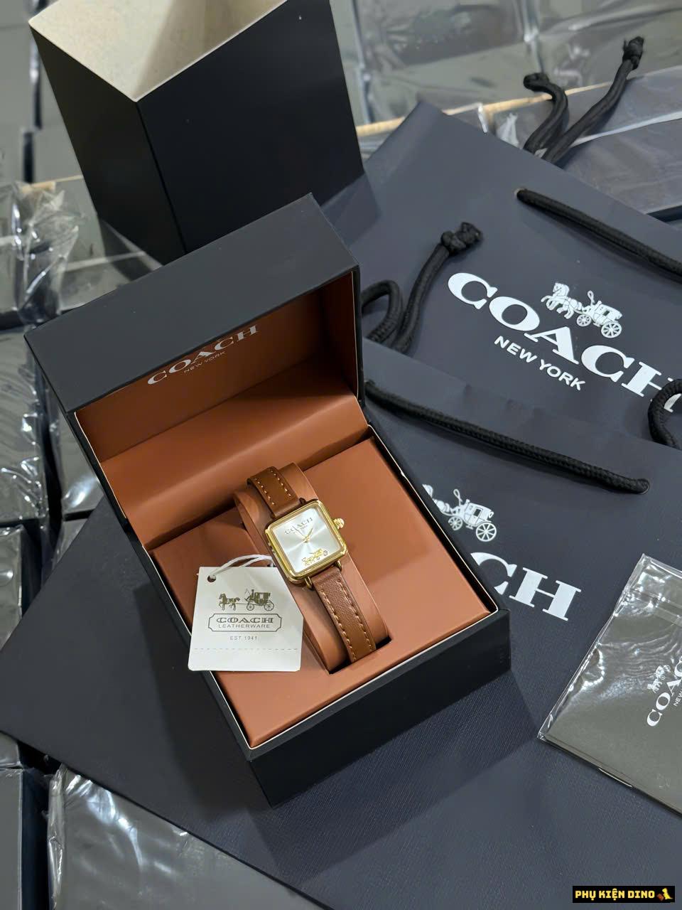 Đồng Hồ Nữ Coach Cass 14504231 Mặt Vuông Dây Da Brown 22mm Đồng Hồ Nữ Coach Cass 14504231 Mặt Vuông Dây Da Brown 22mm