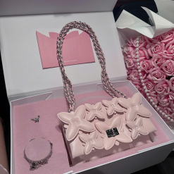 Phụ Kiện Dino - Túi Xách Luxury 17 Túi Đeo Vai Phối Xích Hoa Kèm Set Trang Sức Flower Chain Fullbox Quà Tặng Bạn Gái